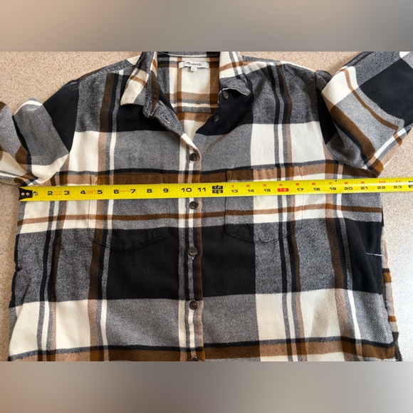 Madewell Black, Brown, Cream Plaid Cotton Flannel Sunday Button Up Shirt Size S - Picture 7 of 10